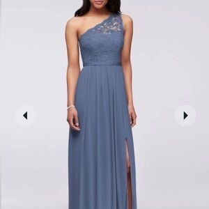 David's Bridal As Is One Steel Blue Bridesmaid Dress 0